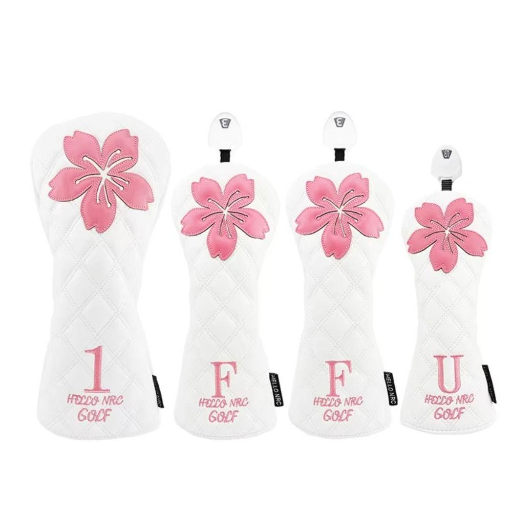 PU Leather Golf Club Protector Sakura Pattern Wood Headcover Golf Head Cover  Golf Supplies