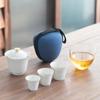 Portable Ceramic Quick Tea Set (1 Pot, 3 Cups)