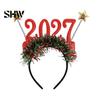 Parent-child Holiday Accessory Hair Hoop, Non-Slip Headband with Adjustable 2027 Digital Star And Number Design, Comfortable Elastic for Christmas New