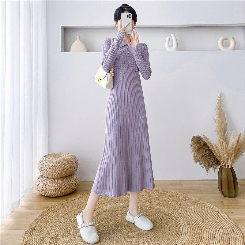 2025 Autumn/Winter French Knit Sweater Dress with Waist-Hugging Design for Women