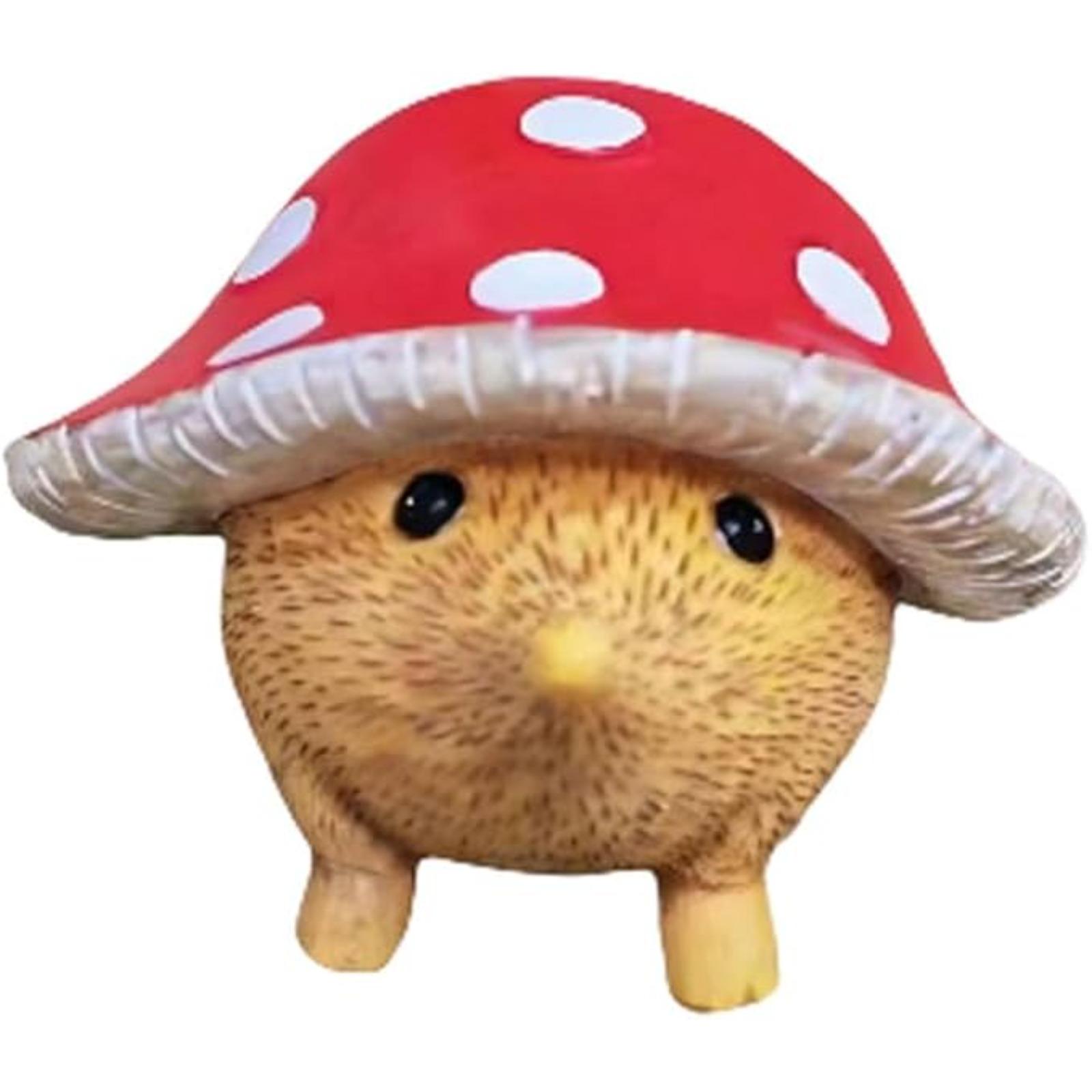 

Скульптура гриба из смолы «Ежики», садовый ежик с грибами, садовый орнамент разноцветный