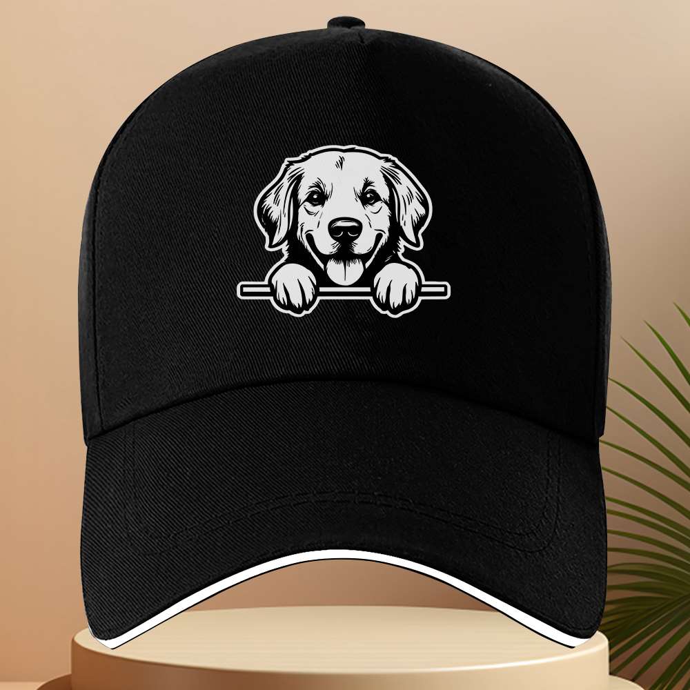 

Cute Golden Retriever Puppy Dog Face Peeking Baseball Cap Adjustable Unisex Polyester Summer Casual Hat One Size