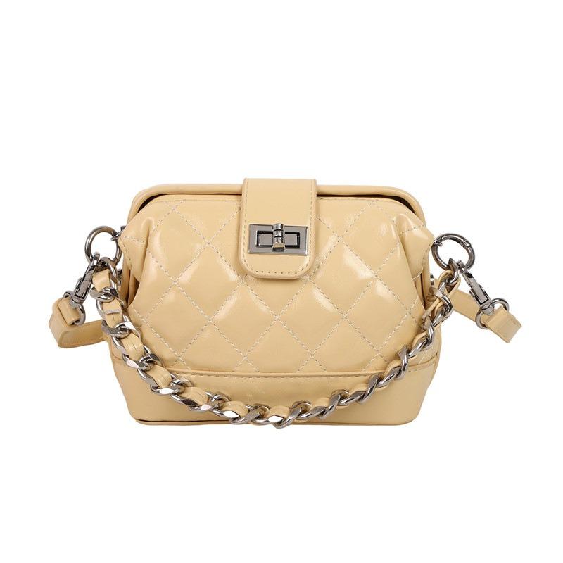 Textured Rhombus Messenger Bag Chain Women's Bag New Fashion Commuter Bucket Bag