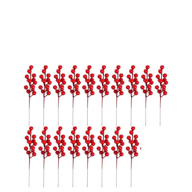 1PCS Christmas Red Berries Ornament Artificial Foam Berry Flower Branches DIY Wreath Xmas Tree Wedding Party Home Decoration