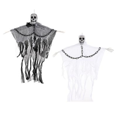 Portable Plastic Halloween Skeleton Decoration Gauze Skeleton Ornament For Scary Party Indoors Outdoor Hanging Decors