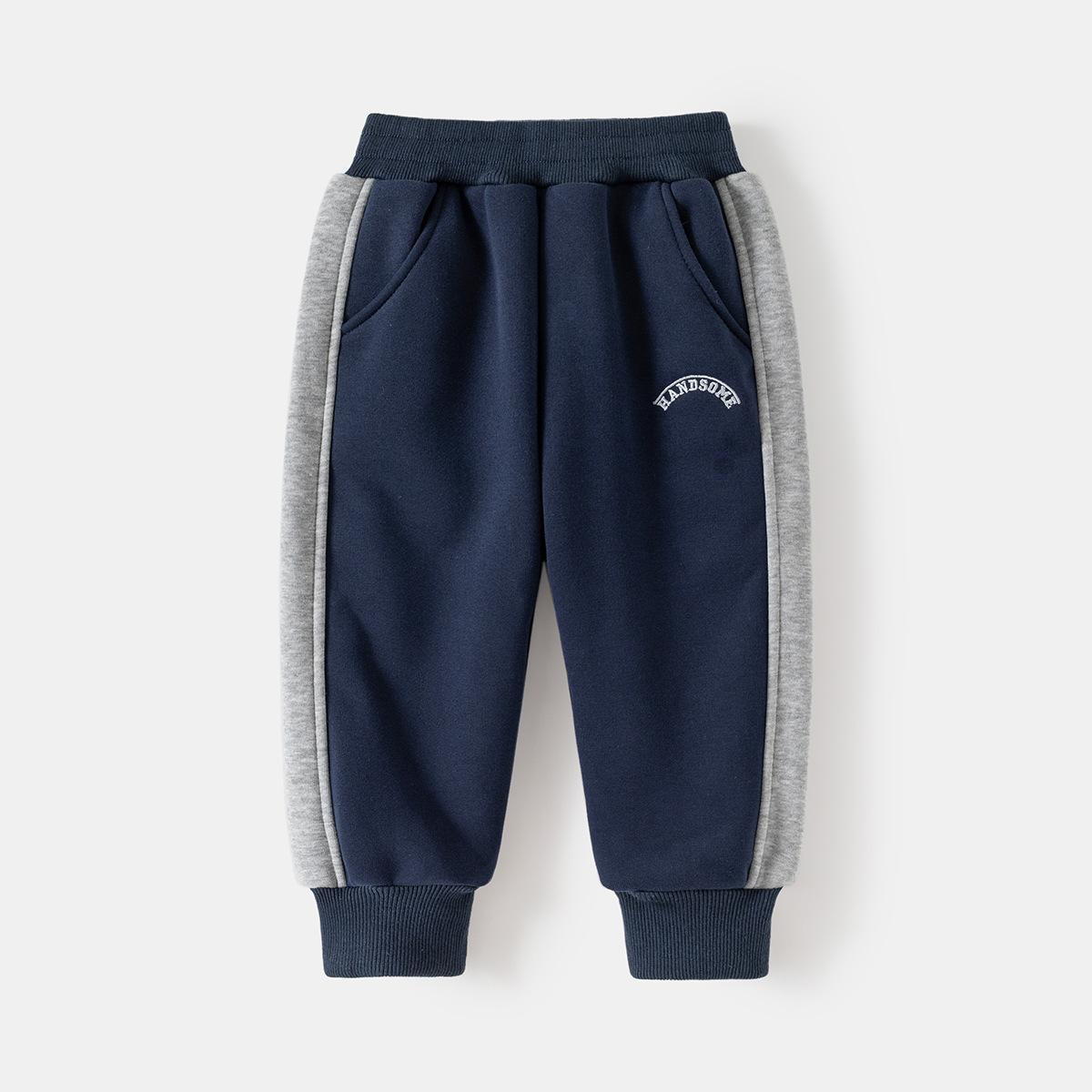 Boys  winter velvet pants new children s pants children s thickened sweatpants baby warm sweatpants 90cm темно-синий
