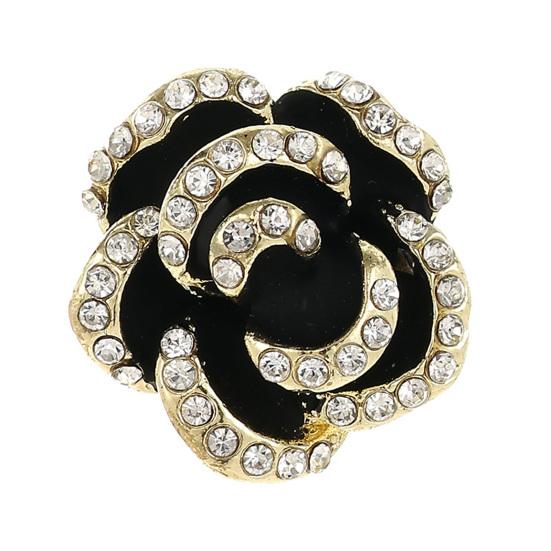 

Camellia Small Brooch Rhinestone Inlay Dazzling Alloy Pin Sweater Coat Dress Suit Lapel Badge Jewelry Accessory чёрный