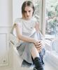 Nigaennikol Dot Shirring Drape Sleeveless Top_Ivory