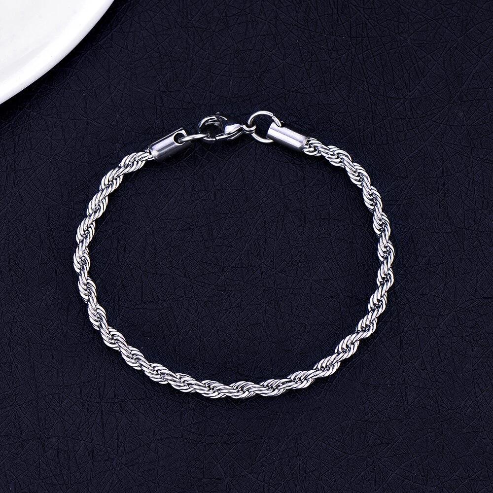 Men's European and American 3.2mm Titanium Stainless Steel Flat Bracelet