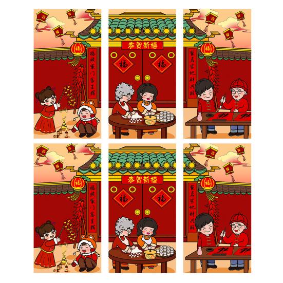 6 Stück Chinesisches Neujahr Rote Umschläge 2025 Mondjahr der Schlange