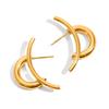 Youthway 18K Gold Color Plated Stainless Steel U-Shape Stud Earrings for Women Geometric Layered Multi-Bar Design Jewelry Gifts