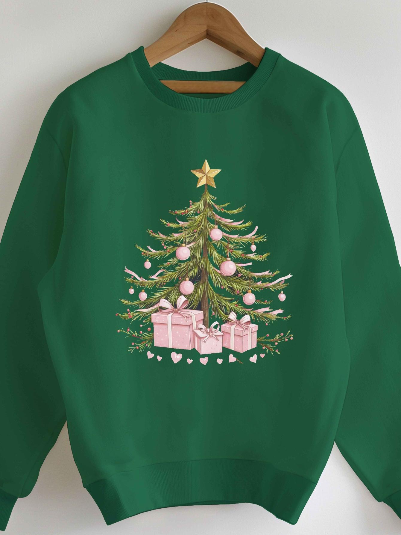 

красиво украшенная рождественская елка 250 г женские толстовки XXL зелёный