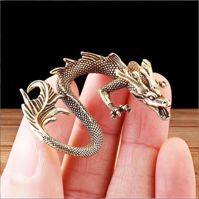 Retro Messing Tierkreiszeichen Drache Kleine Statue Schreibtischornament Chinesische Fabelwesen Figuren Retro Haus Feng Shui Dekorationen Handwerk