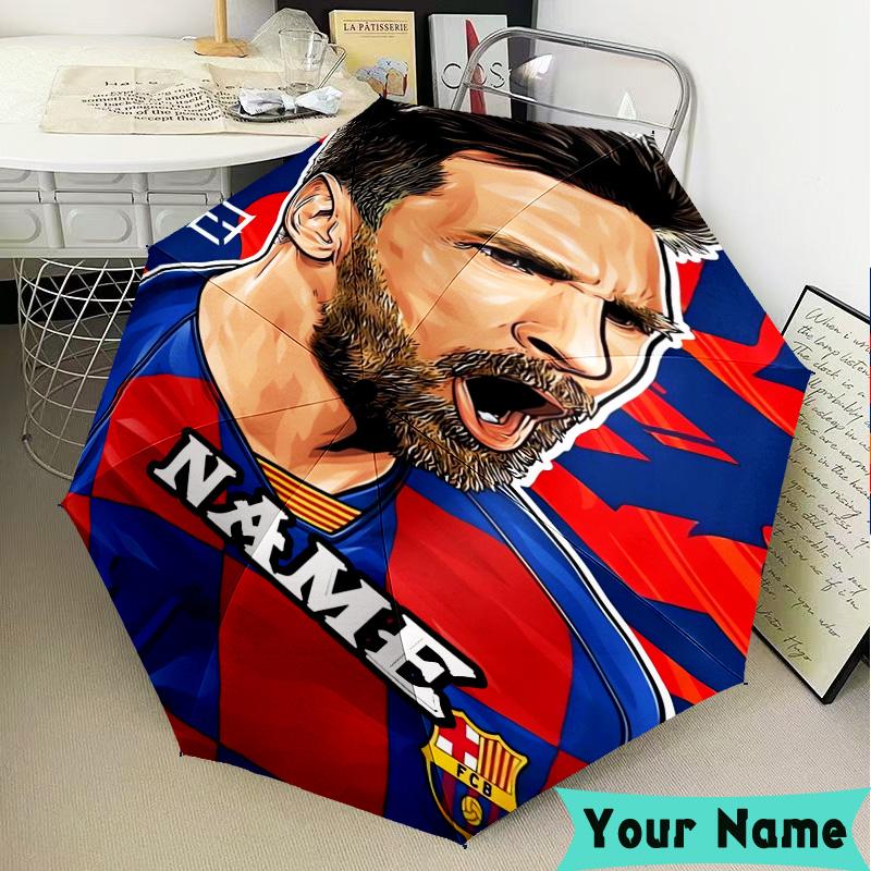 Custom Name Me-ssi football Umbrella, Foldable Umbrella Suitable for Outdoor Shopping Travel Sports, Exquisite Gift for Family
