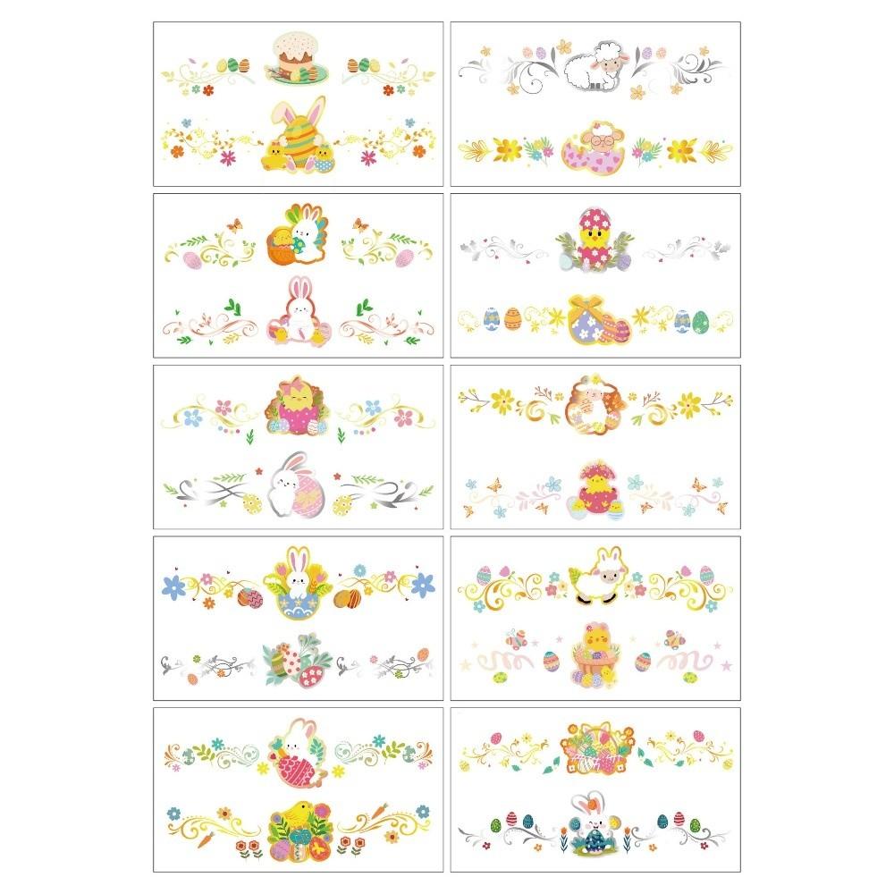Wrist Arm Face Leg Face Temporary Tattoo Rabbit Carrot Eggs Flower Freckle Tattoo Easter Day