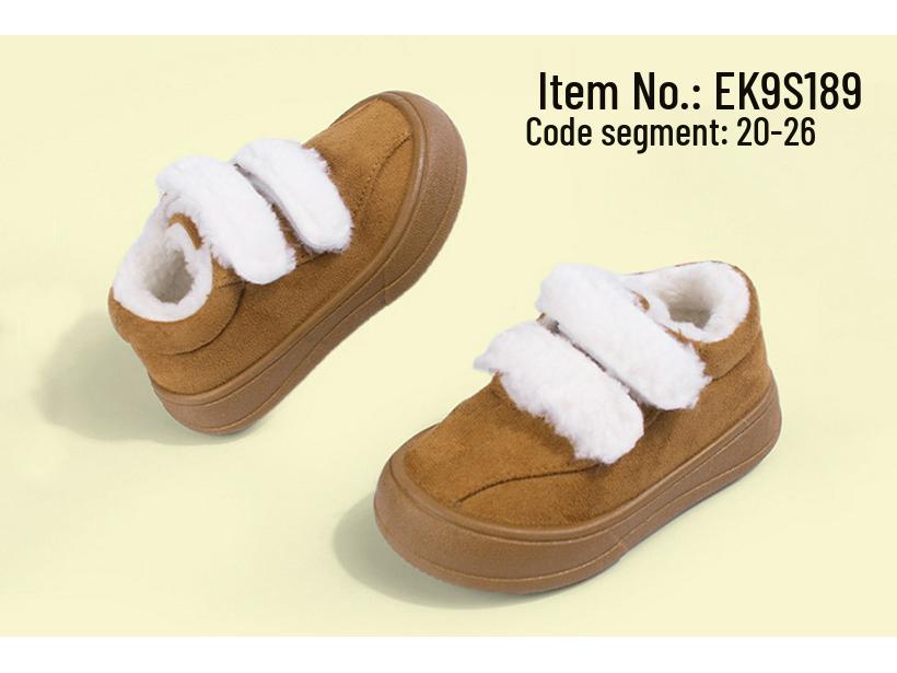 Children's Winter Plush Cotton Shoes: Soft Sole, Velcro, Warm, Casual Boots for Toddlers and Young Kids