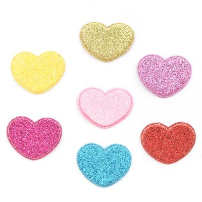 80 st blandat glitterläder, hjärtformade tygapplikationer för gör-det-själv-sytillbehör Barnhantverk/klädertillbehör
