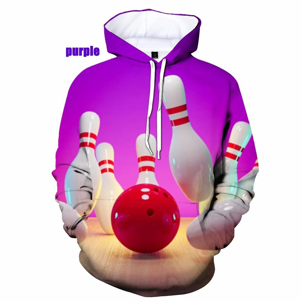 Bowlingová koule Mikina Pánské/dámské 3D potisk Mikiny s kapucí Podzimní Mikina s dlouhým rukávem Dětské mikiny pro volný čas Pánské Mikiny Mikina