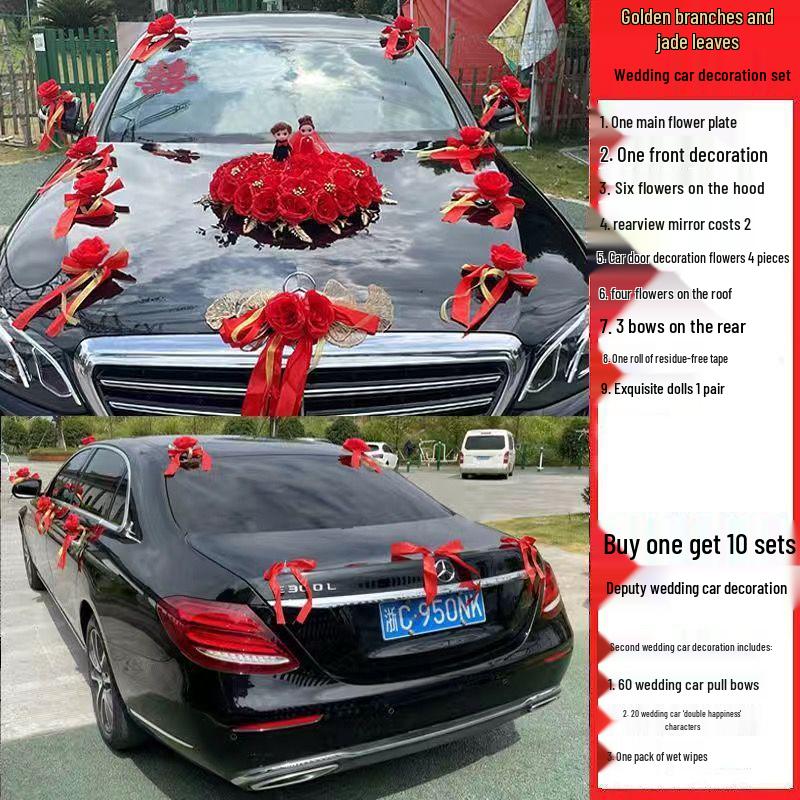 Wedding Car Decoration Set: Main & Second Car Flowers
