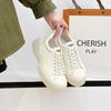 Leather Thick-soled White Shoes of the Same Style for Women, Spring New Versatile Color Matching Casual Shoes, Board Shoes, Biscuit Shoes for Women
