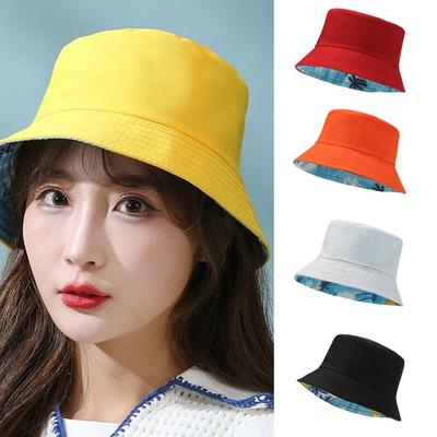 Solid Color Bucket Hat Anti-UV Sun Hat Portable Fisherman Cap  Woman
