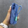 Luxury Magnetic Lanyard Translucent Case For iPhone 16 15 14 13 12 Pro Max 16 Plus For Magsafe Wireless Charge Matte Back Cover