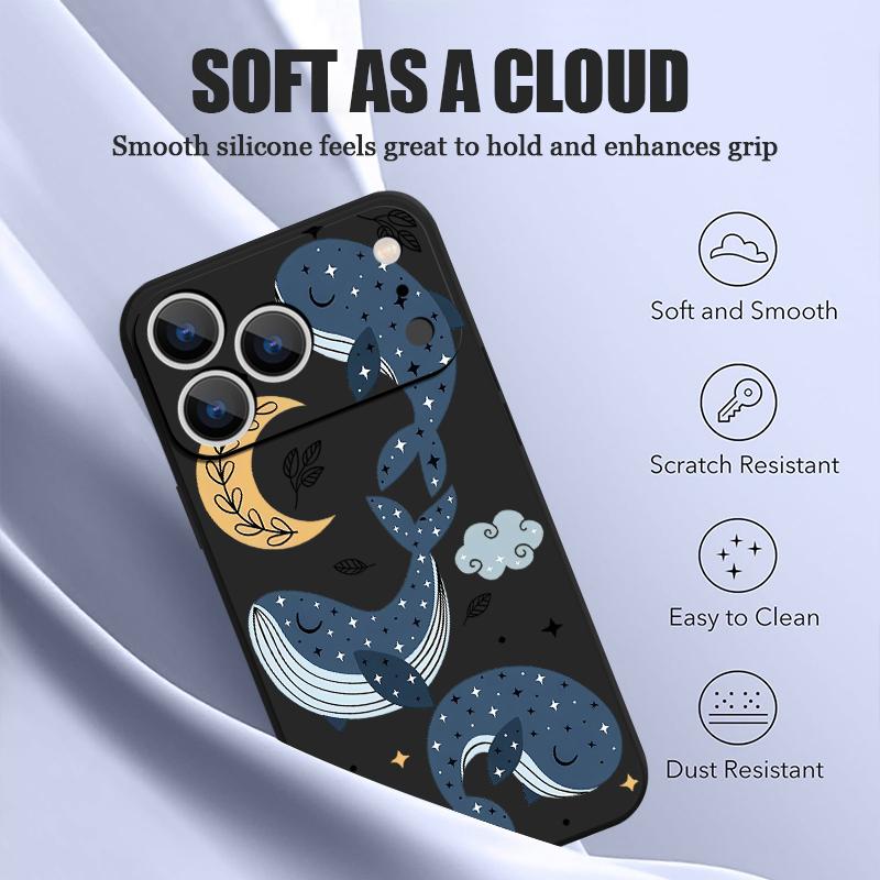 Cartoon Whales Stars Pattern Case For iPhone 17 Pro Max Magnetic For Magsafe Silicone Cover For iPhone 16 Pro Max Funda iPhone 15 14 13 12 11 16E Air