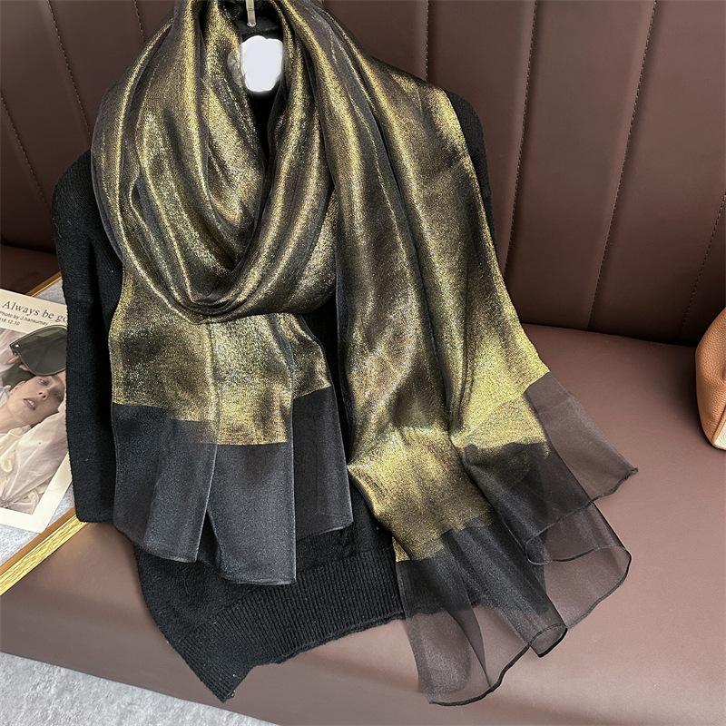 Silk Wool Scarf for Women Solid Scarves Shawls Wraps Pashmina Hijab Foulard Femme Beach Stoles Bandana Luxury Brand Poncho