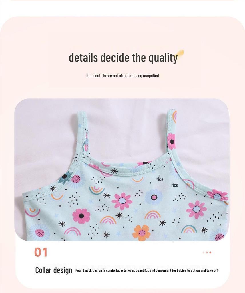 Summer European-American Girls' Cartoon Strappy Princess Dress - Round Neck