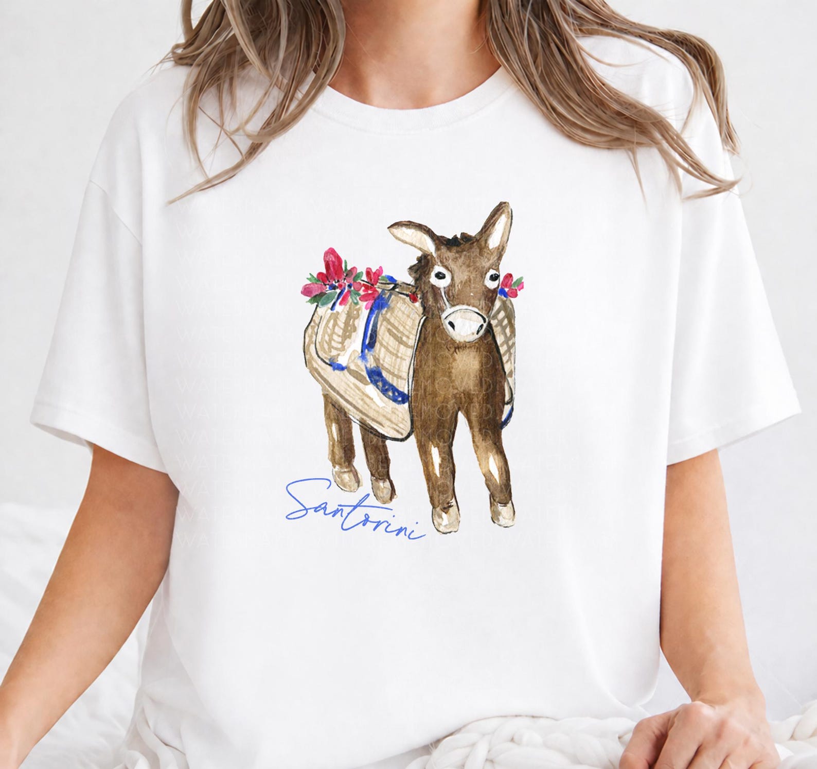 Santorini Donkey Shirt Santorini Tee Santorini Greece T-shirt Mule Souvenir Holiday Greek Islands Tee Summer Vacation Honeymoon Shirt S