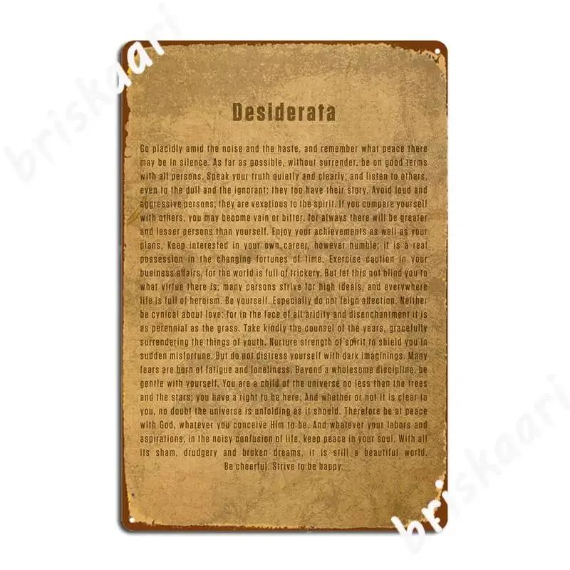 Desiderata Poem Art Metal Sign pub Home Plates Design Tin sign Poster 20X30CM