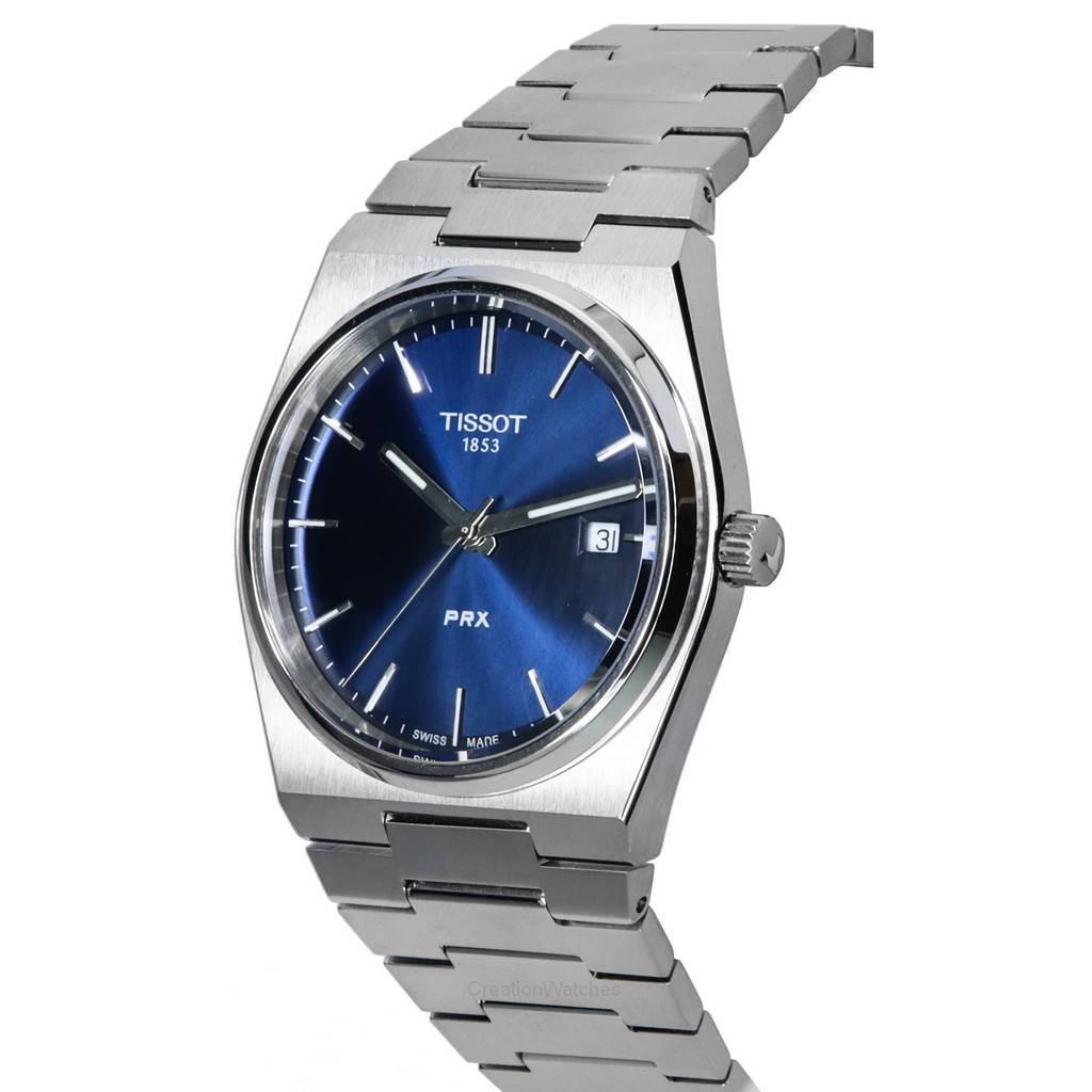 Tissot PRX T-Classic T137.410.11.041.00 T1374101104100 Reloj de cuarzo para hombre con esfera azul y acero inoxidable, 100 m