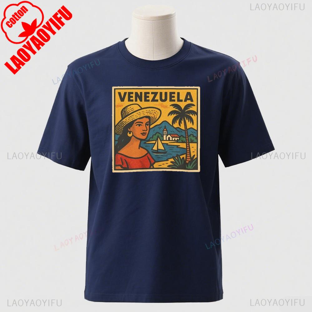 Venezuela Retro Comic Graphic Cotton Tee Caracas Skyline South America Pride Patriotic Vintage Soft Style Unisex Shirt 2025