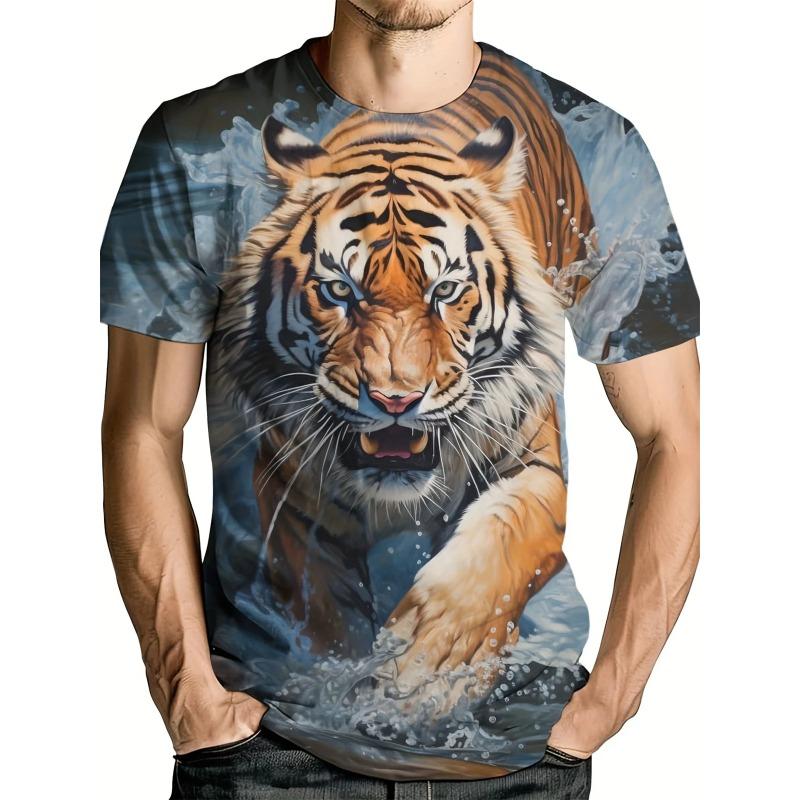 WowClassic Zomer Ronde Hals 3D Grappige Dierenprint Top Modieuze Casual Korte Mouw Heren T-shirts XL