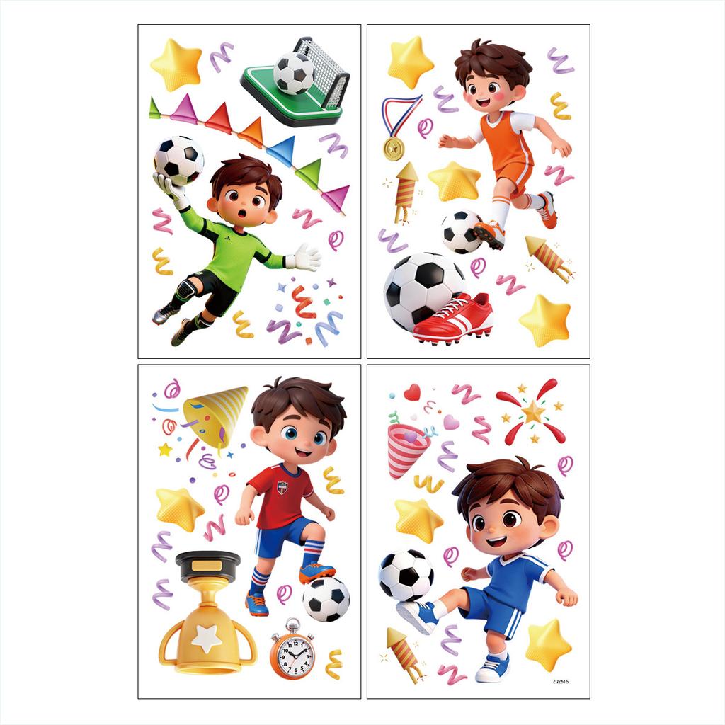 2026 World Cup Boys Sports Stickers, Soccer Elements Static Cling Decals for Fan Decor