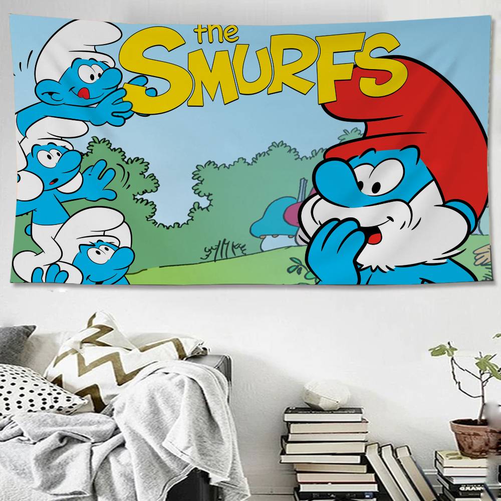 S-Smurfs Cute Chart Tapestry Art Science Fiction Room Home Decor Cheap Hippie Wall Hanging 100X70CM