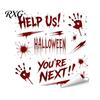 PVC Scary Footprint Decals Halloween Horror Stickers, with Spooky Handprints Footprints Printed, Self-adhesive Skeleton Wall Art Decals, for Party And