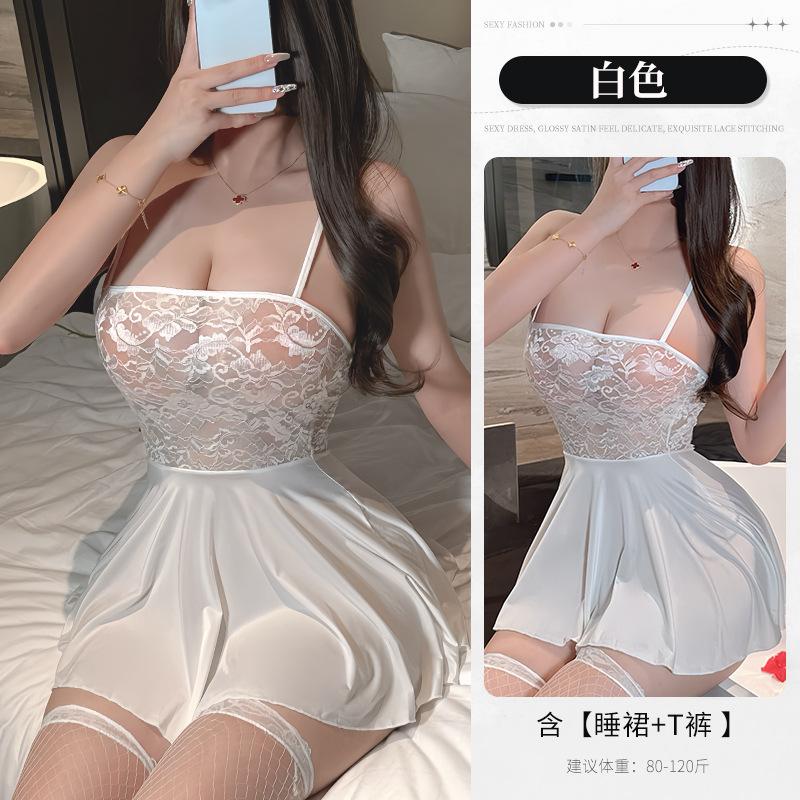 Sexy Lingerie Female Sexy Suspender Lace Seduction Nightgown Nightclub Hot Uniform No-take Pajamas