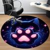 1PC NeonPaw Cat Office Round Area Rug, Indoor Mat Suitable ForOffice, Under Office Chairs Bedroom Living Room Home Decor, Room Deco, D142