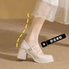 Mary Jane shoes women's spring and summer new shallow mouth one-word buckle strap beautiful high heels platform small leather shoes