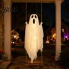 Animierte Halloween-Hoffiguren Leuchtendes Hängendes Schaukelgeister mit Hexenhut Fernbedienung Verstellbar Einfache Montage Requisiten Helligkeit Fliegend