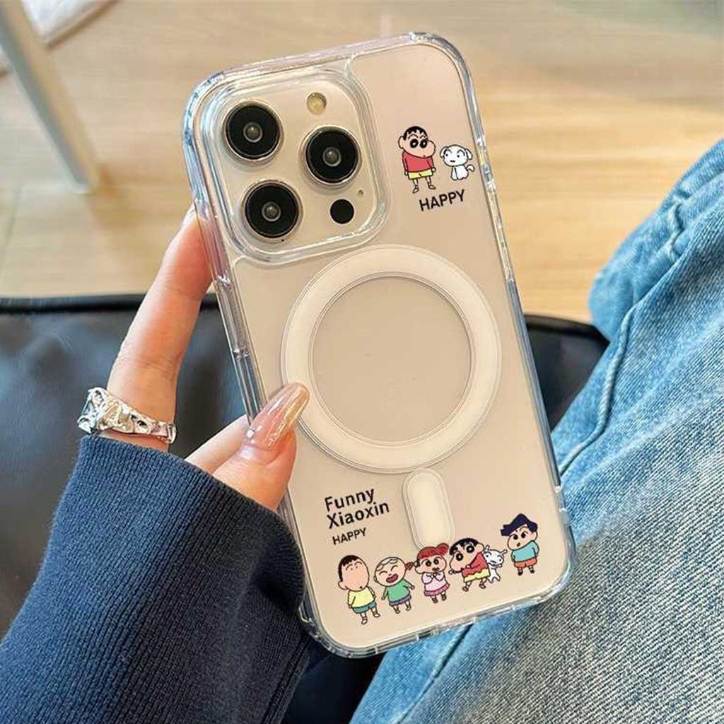 For Cartoon Magnetic Case for Apple 16 Protective Case No Yellowing Phone Case Magnetic Patch Crayon Shin Chan Cartoon Edition