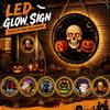 Halloween LED Light-Up Hanging Sign Featuring Ghost Cat Pumpkin Floral Design with Battery Not Included Suitable for Indoor Outdoor Decoration