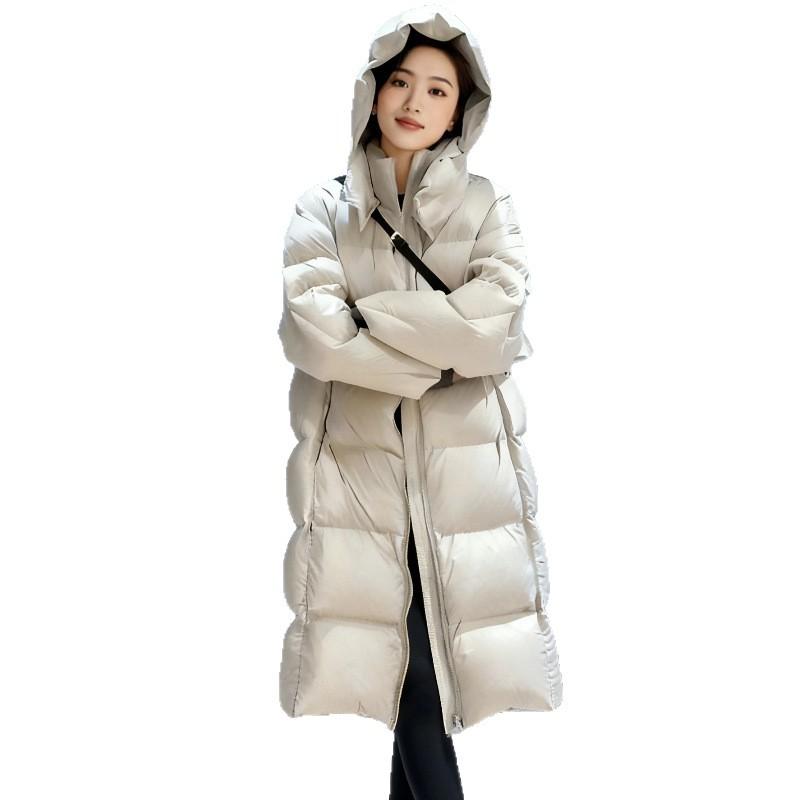 Winter new down jacket women's long over the knee super thick medium and long extreme cold explosion loose white duck down jacket
