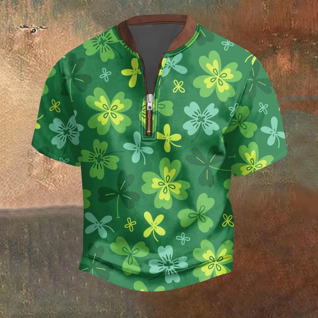 Pánské ležérní tričko s polovičním zipem, krátký rukáv