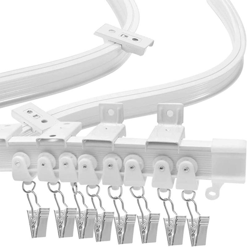 Flexible Curtain Rails 3Meter Ceiling Curtain Track with Rollers Clip Kits for Window Treatments In Homes and Offices