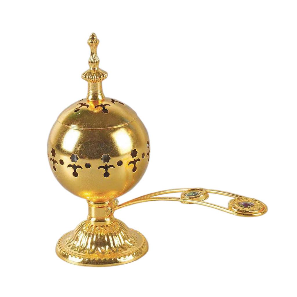 Metal Incense Burner Ornament Antique Style Censer for Desktop Living Room Yoga Bedroom Decoration