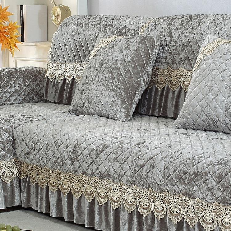 Winter Arm Plush Sofa Cushion Fabric Gold Velvet European -Style High -End Luxury Leather Wood Sofa Non -Slip Sofa Cover