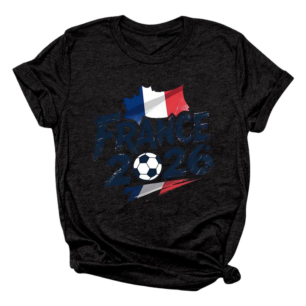 France 2026 Soccer Fan T-Shirt Crew Neck Short Sleeve Pullover Unisex Casual Tee Football Graphic Top for Supporters