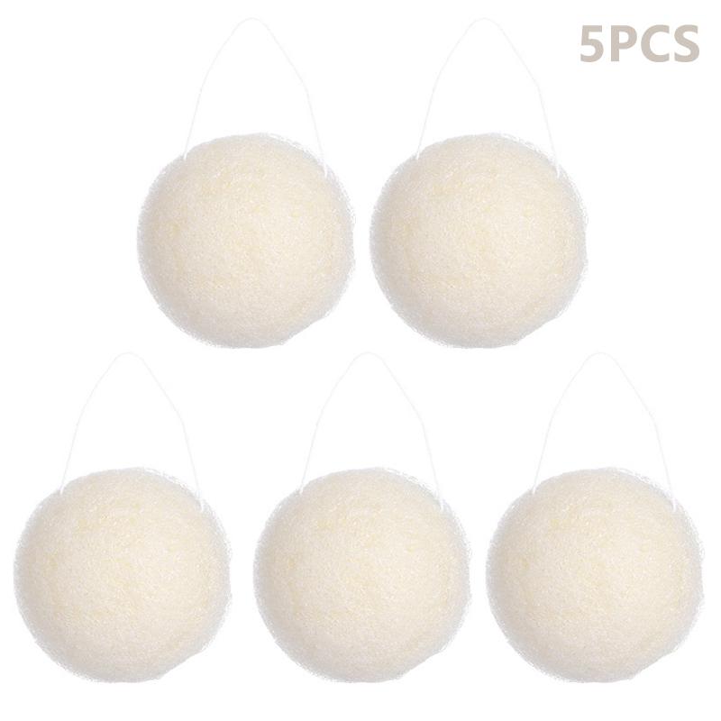 Fiber Material Round Facial Cleansing Exfoliator Face Wash Cleaning Sponge Face Wash Puff 1/5 Pcs Konjac Cleansing Sponge